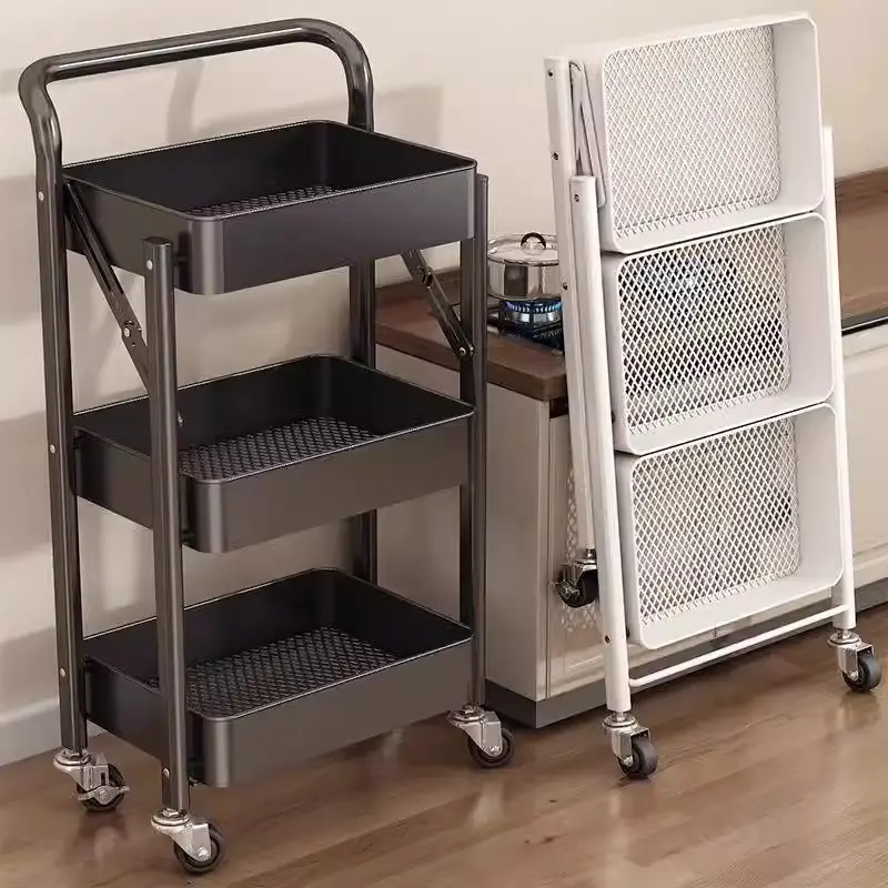 trolley rack mobile kitchen bathroom floor bedroom multi-layer storage rack household foldable