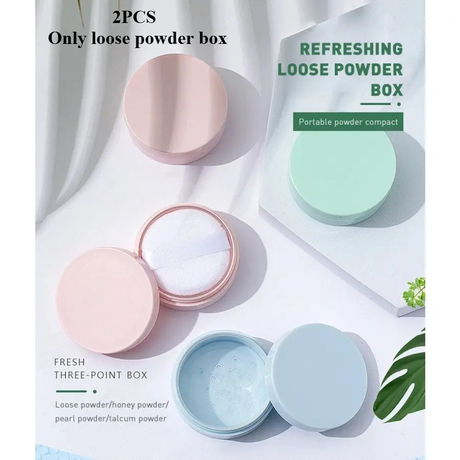 Macaron Color Dispersal Powder Box Packaging, Honey Powder Dispenser Box, Baby Powder Empty Box, Mini Powder Box, Powder Puff, No Leakage, Plastic Storage Containers