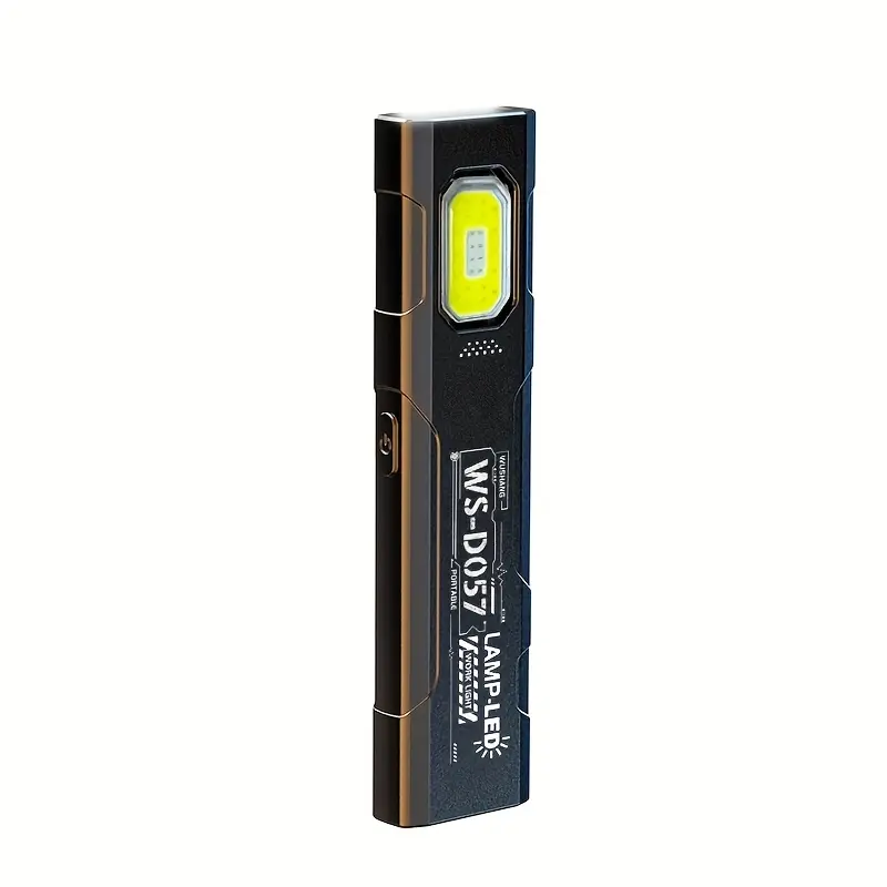 Ultra-slim, multi-functional, portable LED flashlight—compact, super-bright, and powerful. Features a back clip, magnetic base, and COB work light. A must-have for outdoor camping and hiking; makes a great Christmas gift.