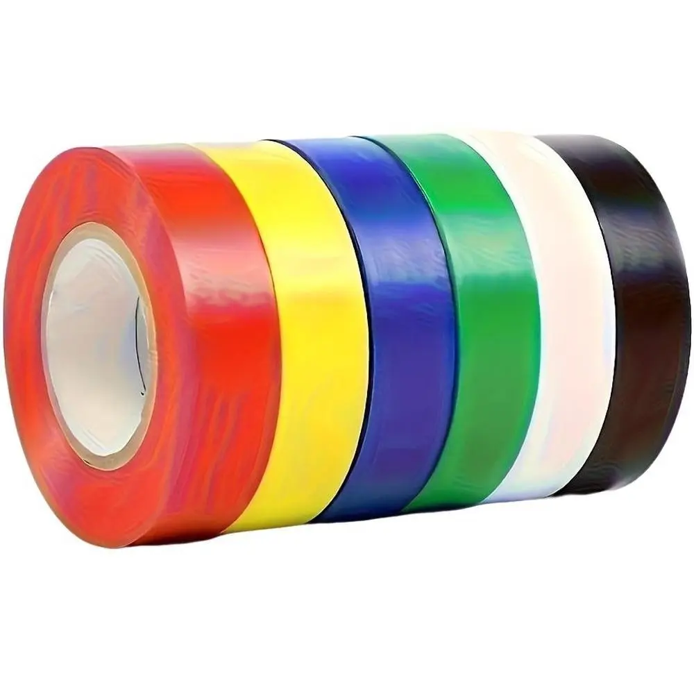 6-Color Value Pack PVC Electrical Insulation Tape, High Adhesive Fireproof Waterproof, Home Circuit Repair, Durable Protective Tape