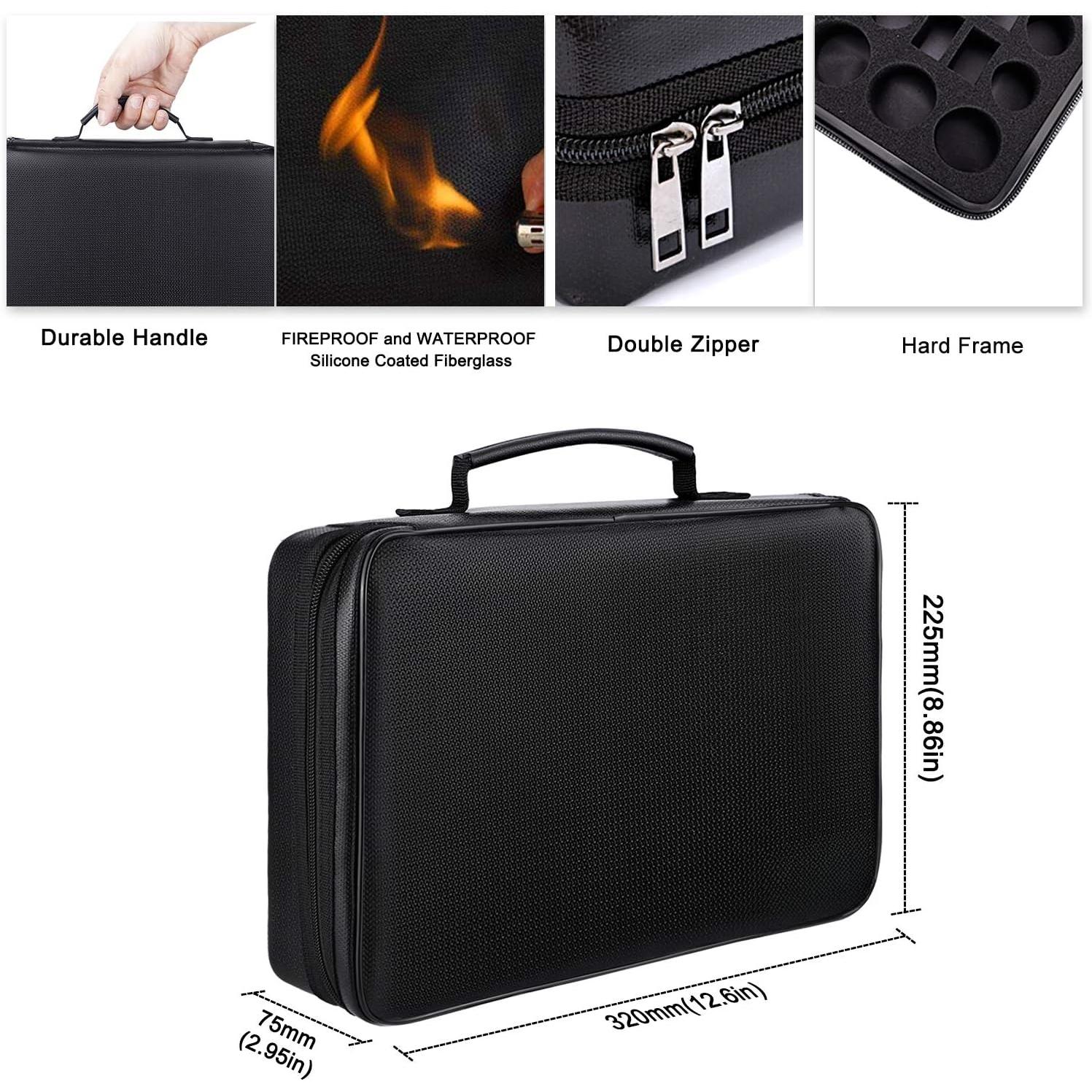 Fireproof  Organizer Storage Case  & Explosionproof, Safe Bag Fits 210+  Case - with Tester BT-168, Carrying Container Bag Energy   AAA C D 9V Lithium 3V Holder