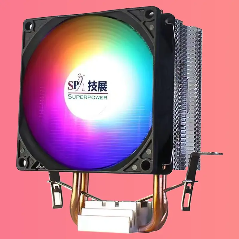 Silent Dual Copper Pipe CPU Cooler with Cooling Fan, Compact Multi-Socket Fit for Intel 775, 1155, 1366 & AMD Desktop Processors, Copper Pipes