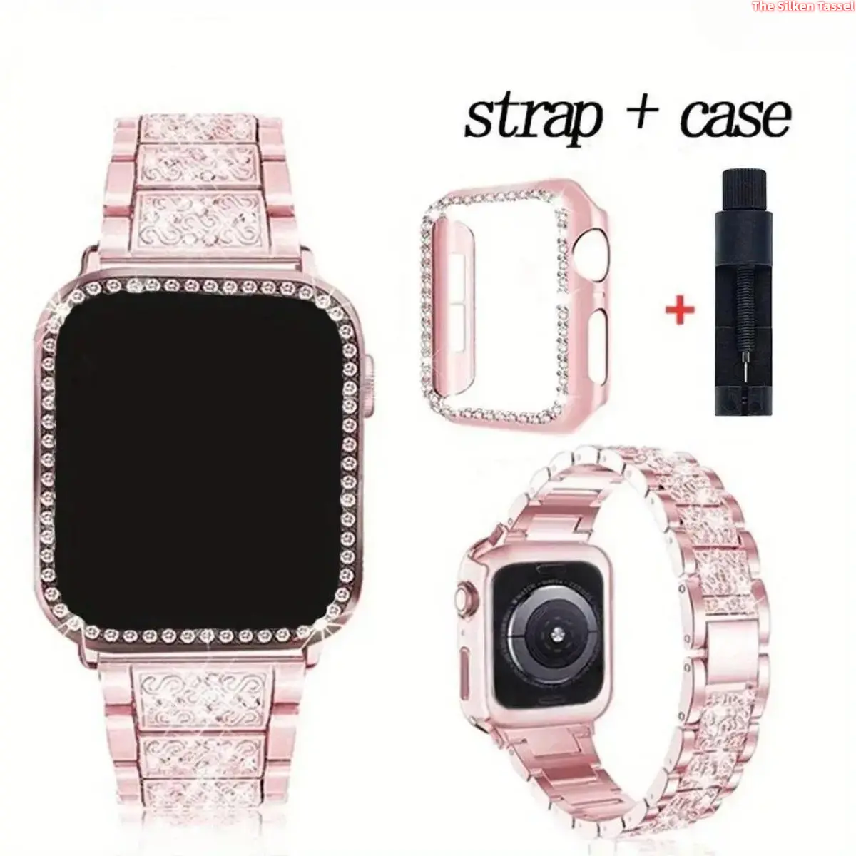 2026 Luxury Metal Strap and Case Accessories for Apple Watch – Stylish Bracelet-Style Band, Compatible with 40–46mm Sizes tiktokshopbacktoschool