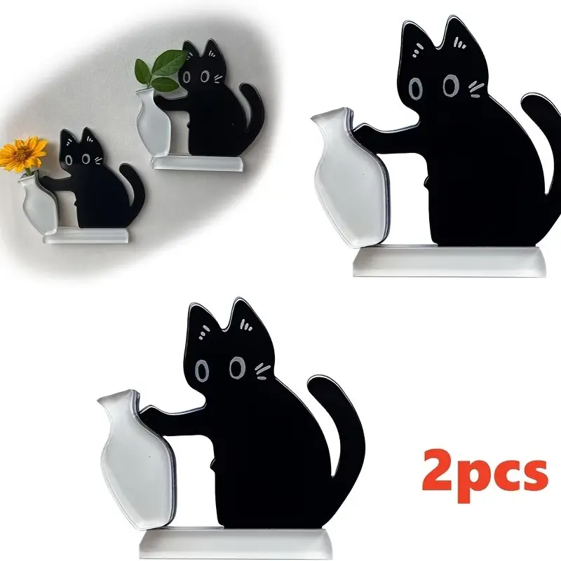 2-Pack Cat Whisker Memory Jars with Lid, Acrylic Mini Vase for Cat Lovers, Decorative Dried Flower Holder, Cat Whisker Collector Ornament, Home Decor Accessory