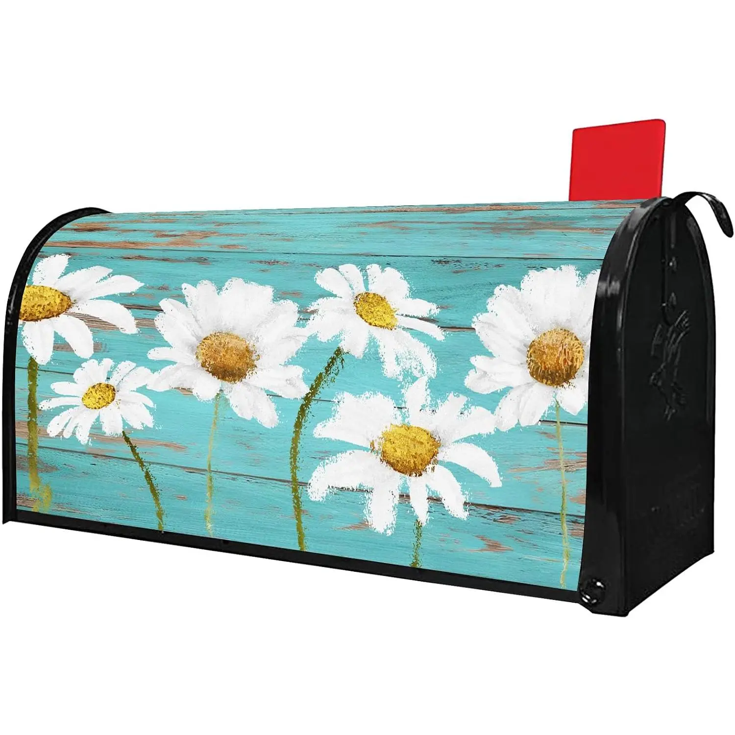 Daisy Mailbox Cover - Oxford Cloth, 21x18 in, Fade Resistant, Weatherproof Standard Size Spring Summer Floral Welcome Wrap for Garden Yard Outdoor Decor (Daisy 2)