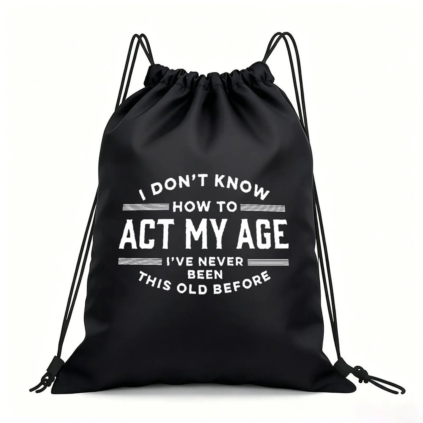Portable Drawstring Sack Bag with Custom Graphic Print, Waterproof Polyester String Backpack for Gym Workout Swimming Hiking