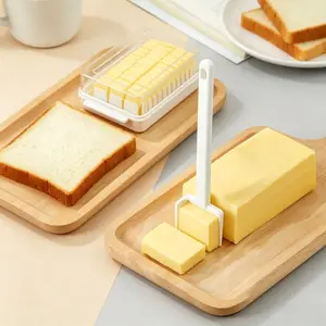 Butter Slicer Storage Box Set, Manual Cheese Cutter with Lever Seal, Transparent Food Keeper, Kitchen Plastic Tool, Easy Clean, Space Saving