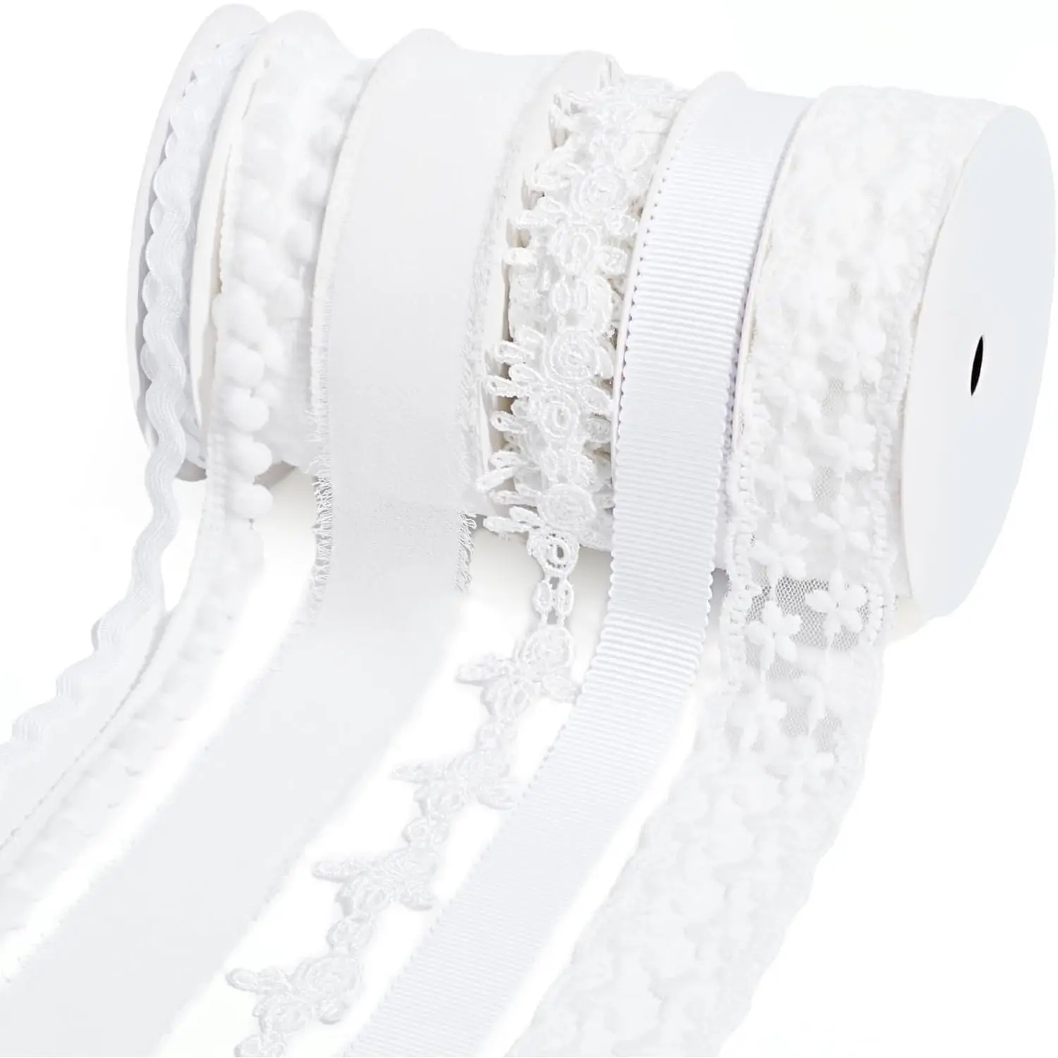 White Ribbons for Crafts 6 Rolls 27.5 Yards TTL Thin Ribbon for Sewing Wedding Gift Wrapping Home Decor