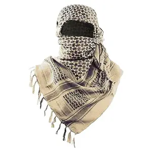 100% Cotton Tactical Military Shemagh Scarf 43x43in, Unisex Breathable Keffiyeh Head Wrap with Fringes, Outdoor Hiking Sun Protection with How to Tie Guide, Men Women Accessories Gifts