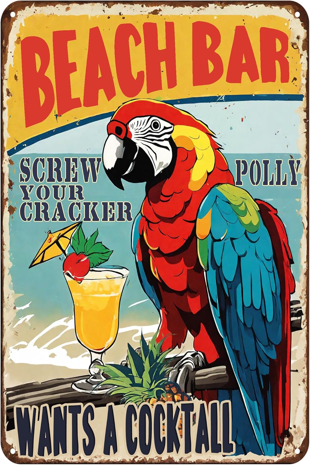 Creative Metal Logo -8x12 Inch Tiki Bar Logo - Perfect Gift for Friends - Hawaii Backyard Oasis Outdoor Terrace