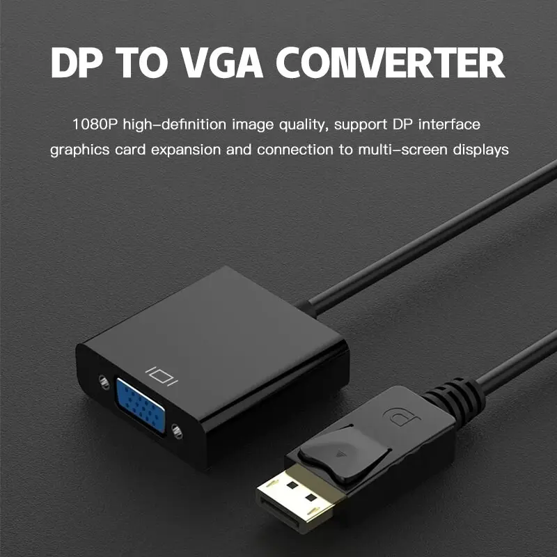 AEiTTO DisplayPort to VGA Adapter DP to VGA Converter Gold-platedconnector 1080P High-definition Image Quality Support Multi-screen Extended Connection Display TV Monitor Projector Laptop Desktop Screen Sharing Convenient Speeches Conference Presentations