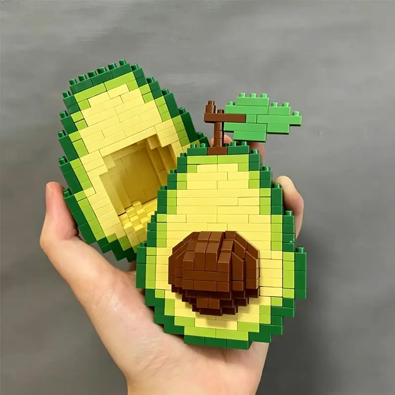 Fruit Series Micro Building Blocks Set, Avocado Apple Lemon Durian Split Fruit Nano Bricks, DIY Decor, Creative Playset for Kids