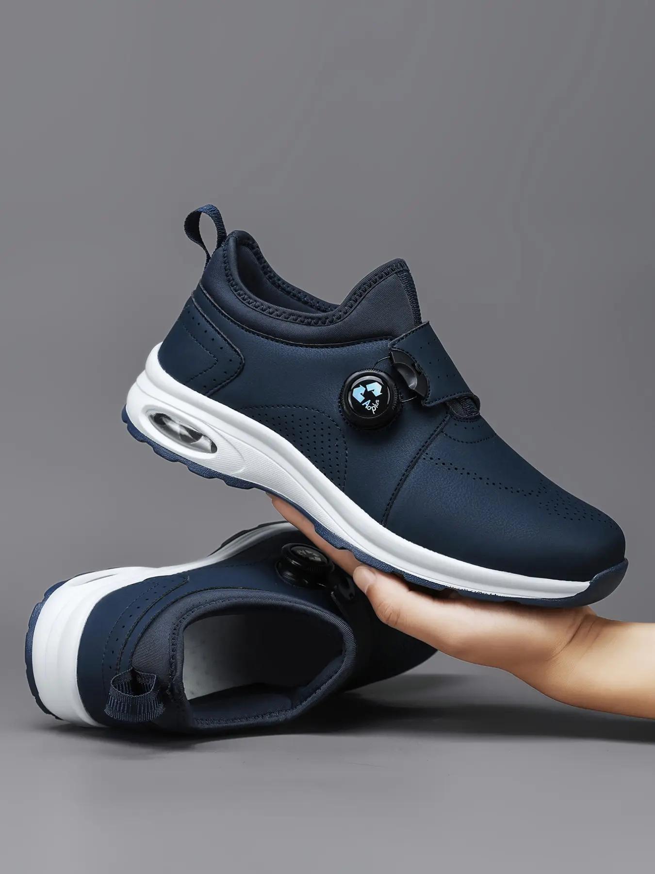 Men's Air Cushion Casual Sports Shoes, Lightweight Soft Sole, Waterproof Leather, Anti-Slip Eva Sole, Comfortable Daily Wear