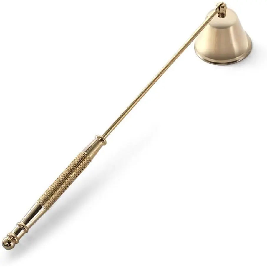Candle Snuffer, Gold Long Handle Candle Accessory, Safe Wick Flame Extinguisher for Easily Extinguishing Candle Fires