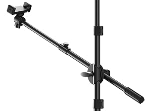 Tripod for iPhone with Light & Phone Holder - 10.5'' Ring Light with Stand - Second Arm with Overhead Phone, Fast-Adjust Bamboo-Flex Stand & Remote for Content Creators, Video Recording