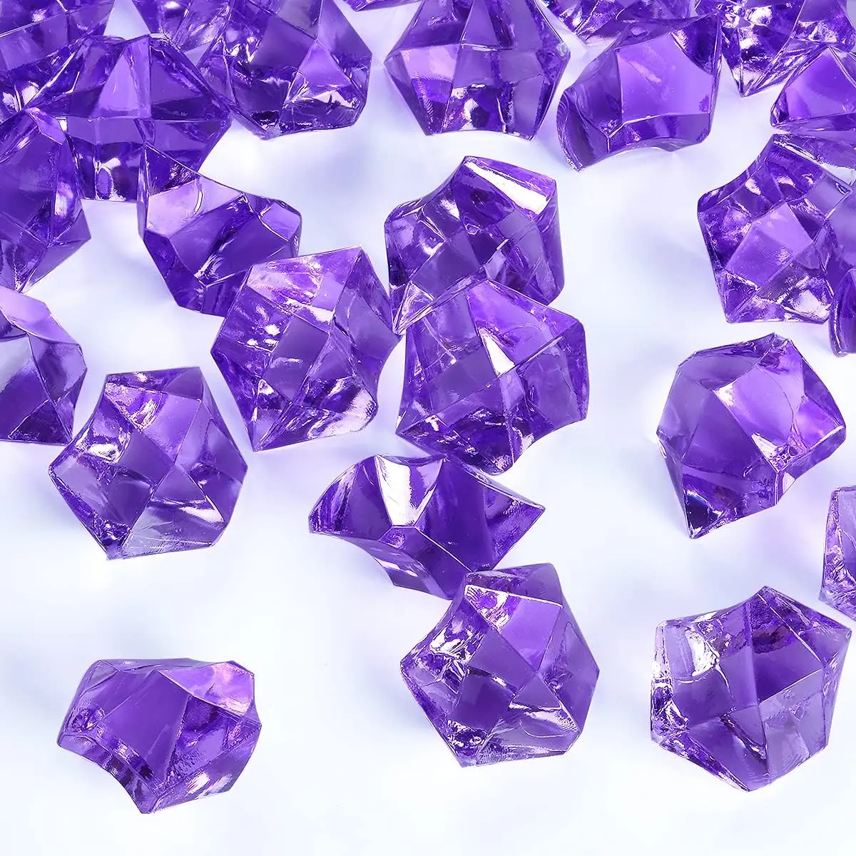 Acrylic Crushed Ice Rocks, 150 PCS Fake Crystals Plastic Ice Cubes Diamonds Gems for Vase Fillers, Home Decoration, Table Scatter, Event, Wedding, Arts & Crafts (Purple)