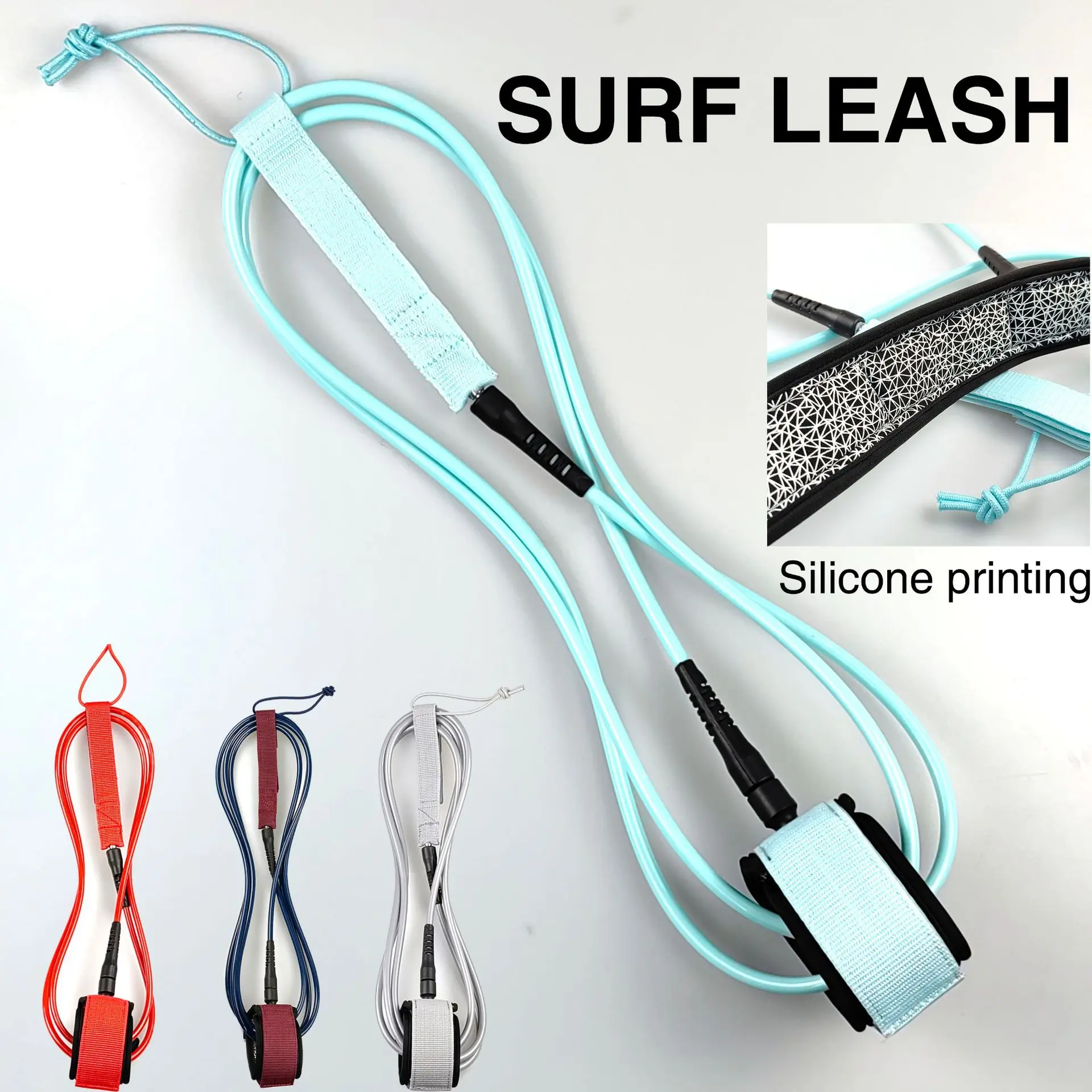 Cross-border spot, surf rope 7mm wire diameter, various specifications, surfboard foot rope with silicone printing, surf foot rope