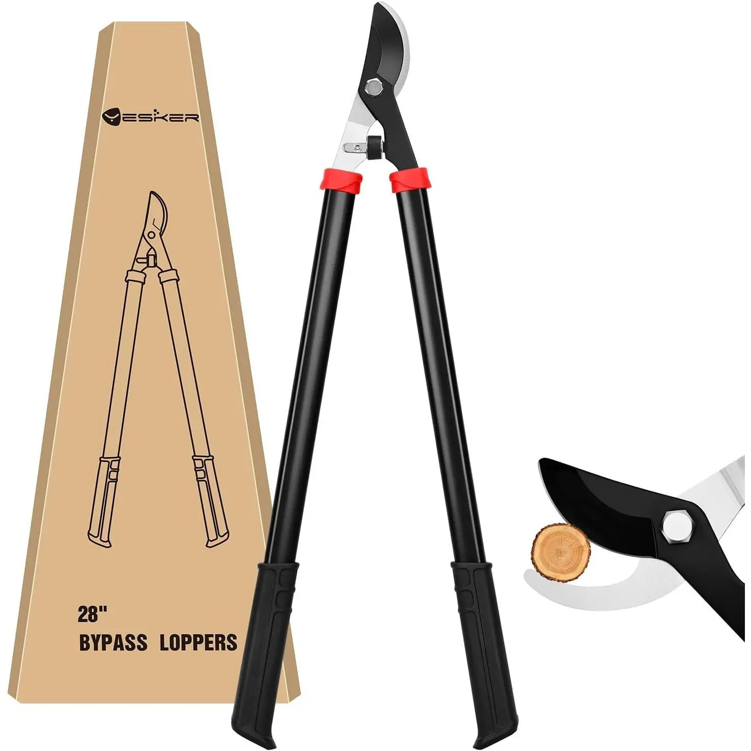 28-Inch Chrome Metal Bypass Loppers, Heavy-Duty Garden Pruning Tool with Sharp High Carbon Steel Blade, Ergonomic Handle, Shock-Absorbing Bumper, 1.5-In Cut Capacity, Increased Precision, Minimize Vibration for Safer Smoother Pruning & Garden Maintenance
