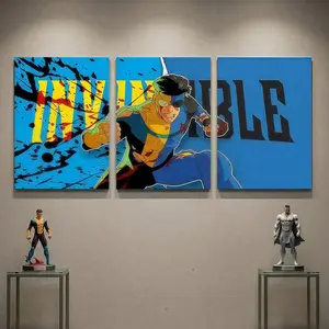 Set of 3 Superhero Comic Canvas Posters, Action & War Themed Wall Art, Teen Bedroom & Dorm Room Decor, Framed Waterproof Design