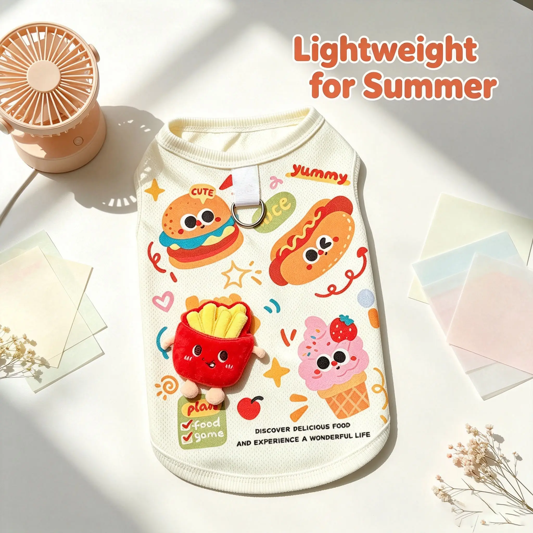 Summer Lightweight Cute Dog Short Sleeve T-Shirt, Pet Summer Clothing, Medium Small Dog Top, Comfortable and Stylish