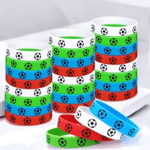 A 24-piece football-themed wristband set for her/him - inspirational stretch bracelet, suitable for sports parties, team gifts, birthday events, football party souvenirs, and can also be used for training and competitions