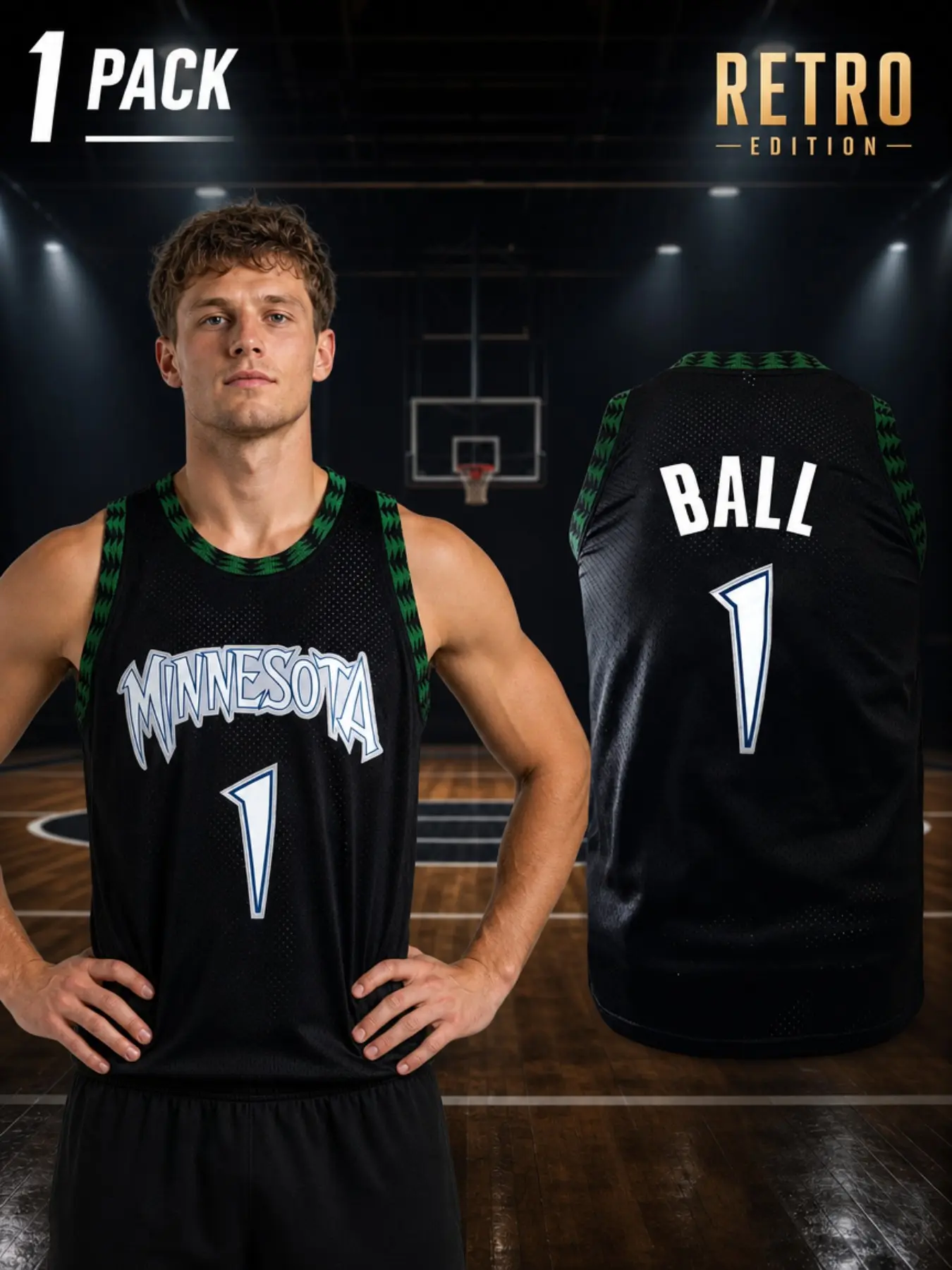 Men's Classic #1 Minnesota Basketball Jersey Training Jersey Pine Tree Trim Mesh Athletic Tank Top Breathable Lightweight Activewear for Gym Workout Summer Game Day Casual Streetwear Retro Fan Apparel Available in Black and White Colors