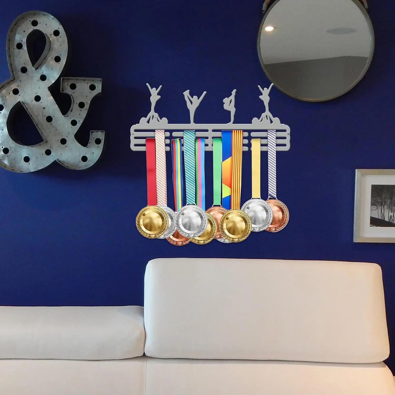 Medal Hanger Holder Display Wall Rack Frame Shelf-Medal Hanger Awards Ribbon Soccer,Gymnastics,Holder Display Rack for 60 Medals
