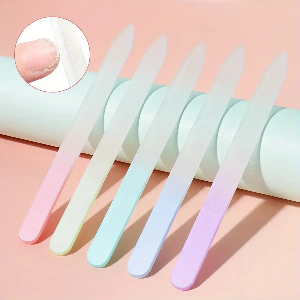 5-piece frosted glass nail file set - double-sided fragrance-free repair tool, ergonomically designed, smooth grinding surface, daily beauty tool, professional manicurist