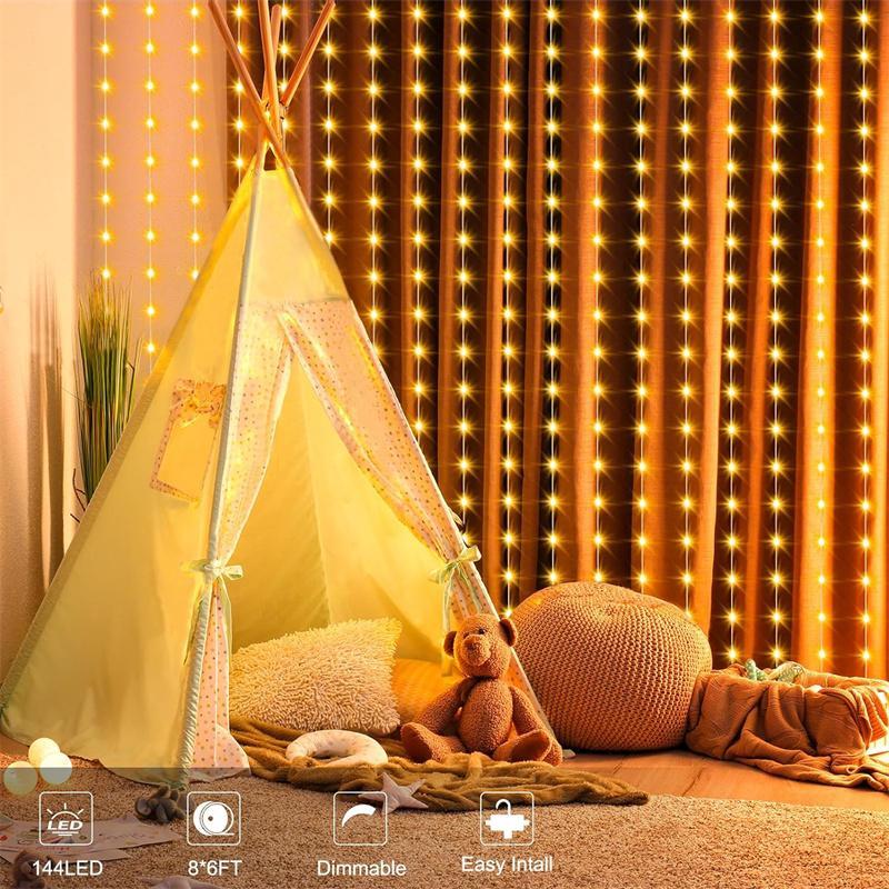 USB Powered LED Lights for Bedroom, 1 Count Decorative Atmosphere Lamp, Cozy Lighting, 300LEDs Curtain LED Light, 8 Modes Wall Mounted Flashing Light with Remote Control for Indoor & Outdoor Wedding Party Background Decoration
