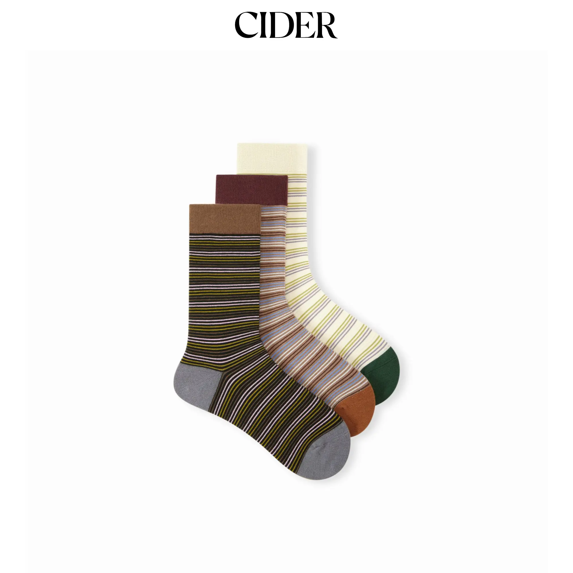 Cider 3 PAIRS STRIPED CREW SOCKS SET