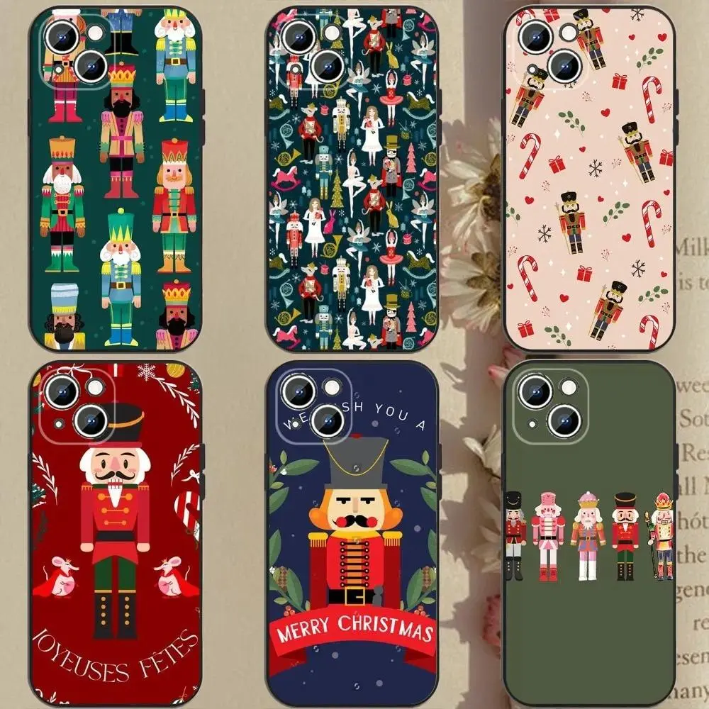 Personalized Nutcracker Ballet Christmas Phone Case, Black Silicone Soft Shockproof Protection Accessory For iPhone 11-17 Pro Max/Plus & Samsung Galaxy S23-S25, Accessories