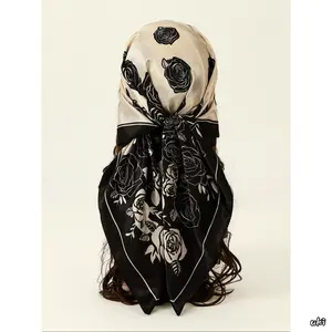 Elegant Gradient Marble Watercolor Printed Scarf For Women, Soft Multi-Functional Floral Shawl With Sun & Wind Protection, All Season Fashion Wrap For Daily Wear And Formal Events
