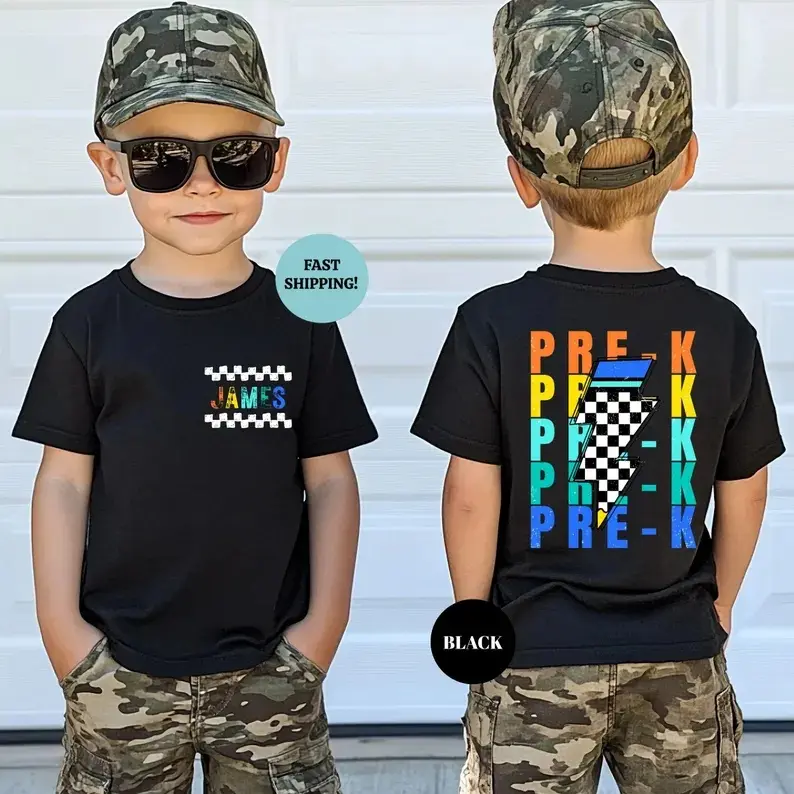 Personalized Pre-K Shirt, Custom Name Back To School Tee, Boys School Outfit