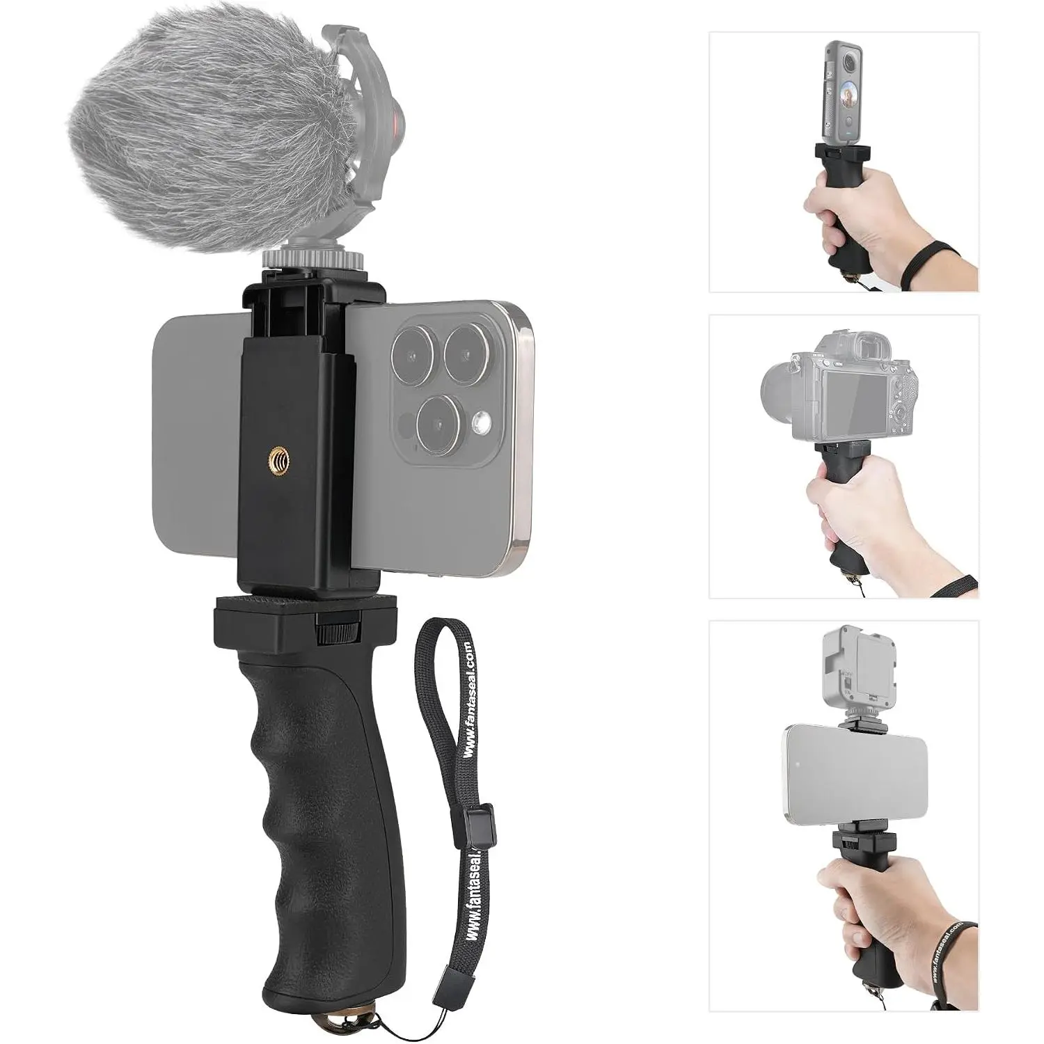 Anti-Fall Mobile Phone Smartphone Handle Stabilizer Mount  Portable Selfie Stick Tripod Handheld Vlogging Monopod for 60-85mm Wide   Android