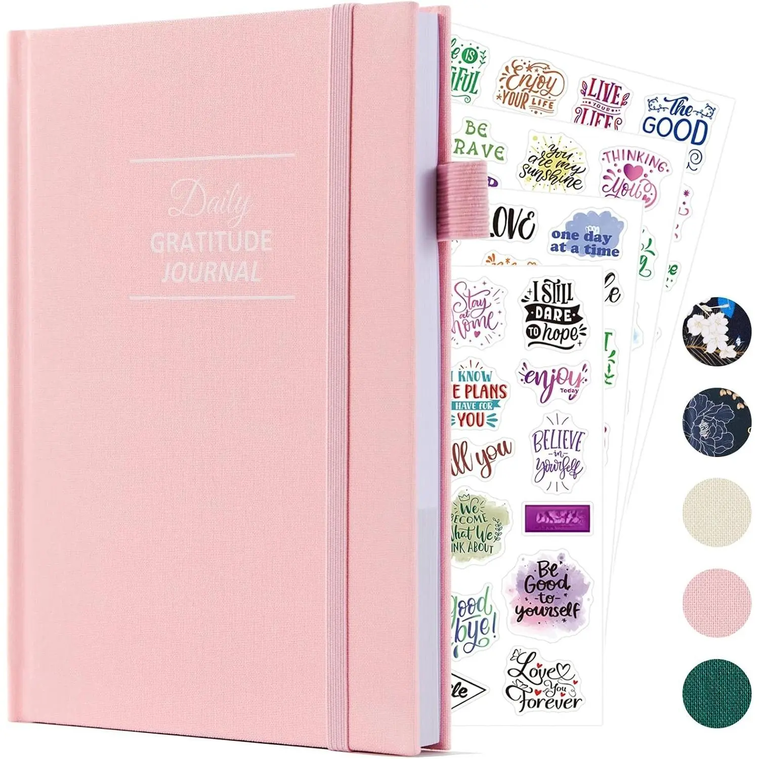 Gratitude Journal with 4 Inspirational Stickers: Undated Daily Gratitude Journal for Women and Men -  Happiness, Affirmation, and Mindfulness in A Few Minutes with Prompts & Quotes ()
