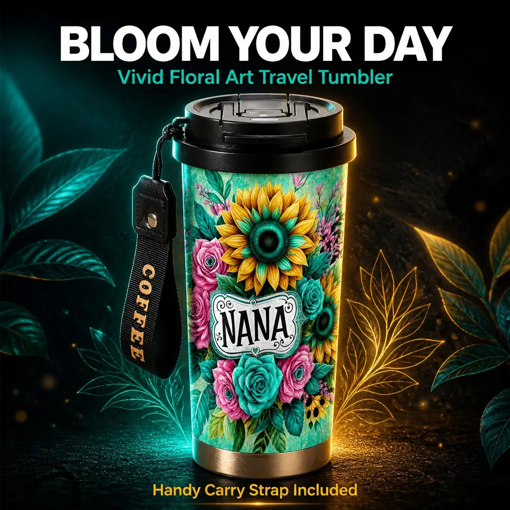 18oz Stainless Steel Insulated Cup, Ideal for Outdoor Activities and Travel, Keeps Hot and Cold, Vibrant Floral Design Theme