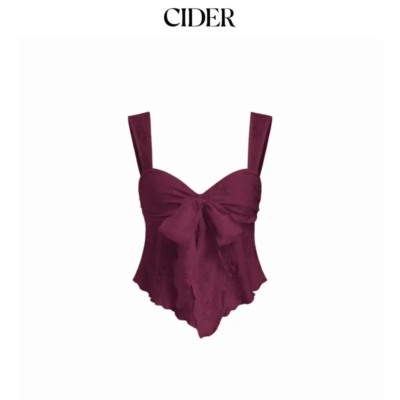 Cider Lace Sweetheart Bowknot Tank Top