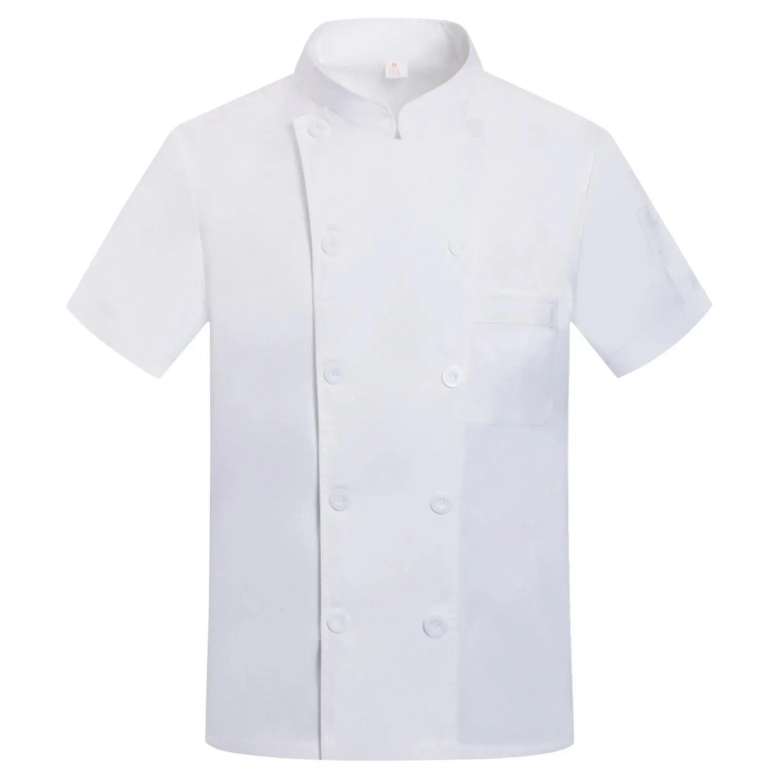 Women's Fitted Short Sleeve Plain Cotton-Polyester Blend Breathable Workwear T-Shirt - Lady Clothes, Thin, XXL, Snap Buttons, All Seasons, Understated Elegance, Catering Restaurant Kitchen Chef Uniform, 1Pc