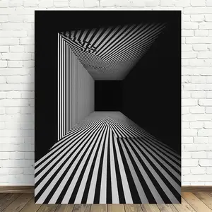 A 2D flat art piece, a modern retro-style black and white abstract canvas painting, perfect for exquisite home and office decoration, and an excellent choice for a Christmas gift