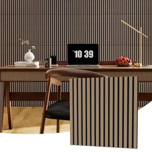 3D Textured Wooden Acoustic Wall Panels – Decorative Teak Finish, MDF with 9mm Felt, Soundproof Noise Reduction, Eco-Friendly, Easy Installation, Ideal for Home, Office, Studio, Set of 10