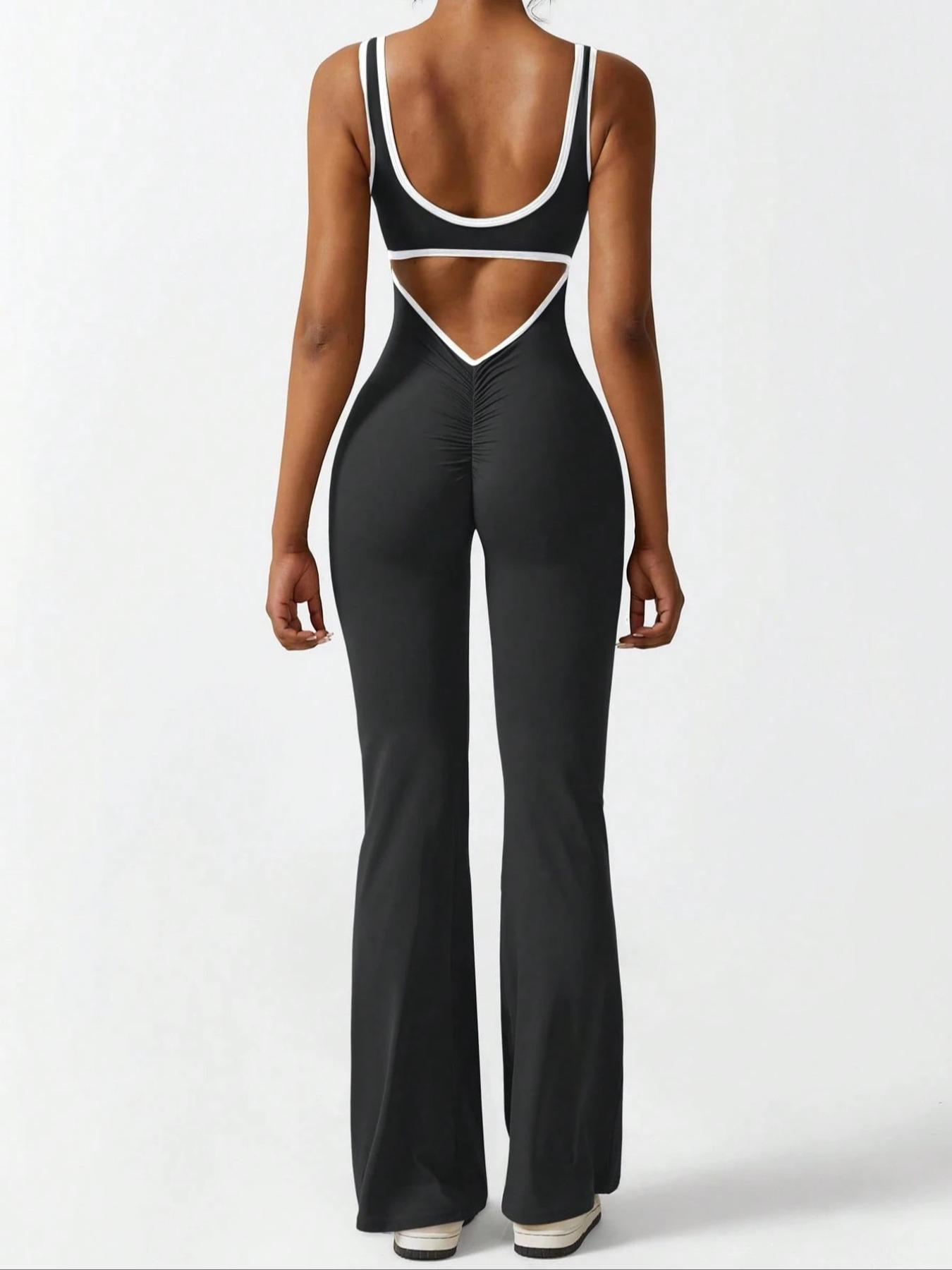 Women's Solid Ruched Cut Out Backless Shapewear Jumpsuit, Solid Color Jumpsuit, Casual Comfy Scoop Neck Sleeveless Tummy Control Shapewear Bodysuit for Daily Wear, Ladies Shapewear for All Seasons