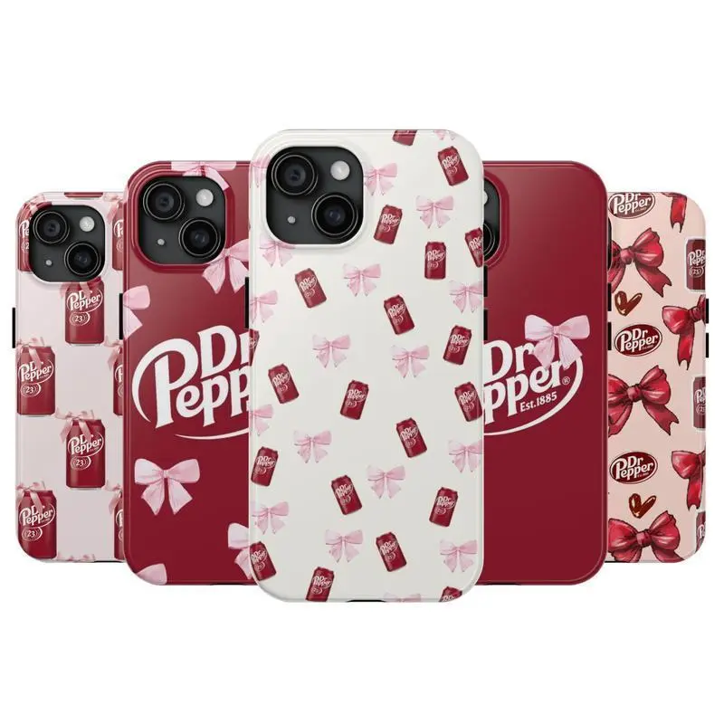 Coquette Dr Pepper Pink Bow Printed Smartphone Case - Double-Layer Polycarbonate-Soft TPU, Durable, Shock Proof, Precise Fit Mobile Accessory for iPhone 11-17 Pro Max/Plus, Samsung Galaxy S23-25 Devices