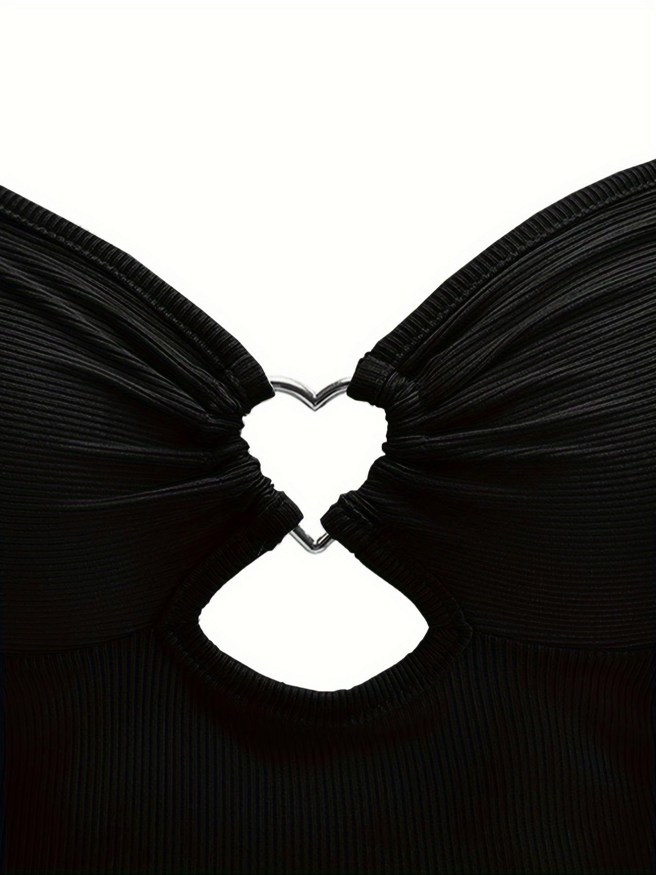 Women's Solid Cut Out Ruched Halter Neck Crop Top, Y2K Fashion Tie Back Backless Crop Top for Summer, Women's Clothing for Daily Wear Valentine's Day, gift