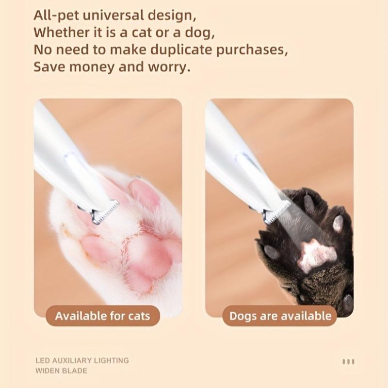 Rechargeable Pet Hair Trimmer Kit, Pet Paw Trimmer, Cordless Quiet Dog Trimmer for Grooming with LED Light, Small Dog Grooming Clippers for Dogs & Cats, Pet Grooming Tool,Waterproof, low noise pet shaver