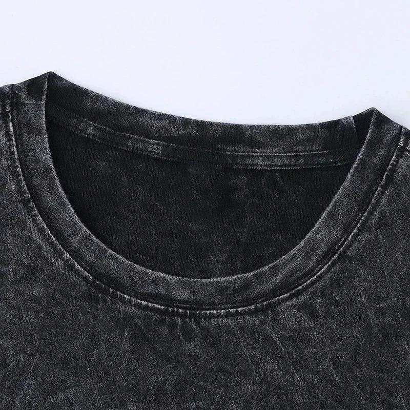 2026 Summer New Zenitsu Agatsuma Breath of Thunder Retro Washed Old T-shirt Demon Slayer 90s Street Style Short-sleeved Top