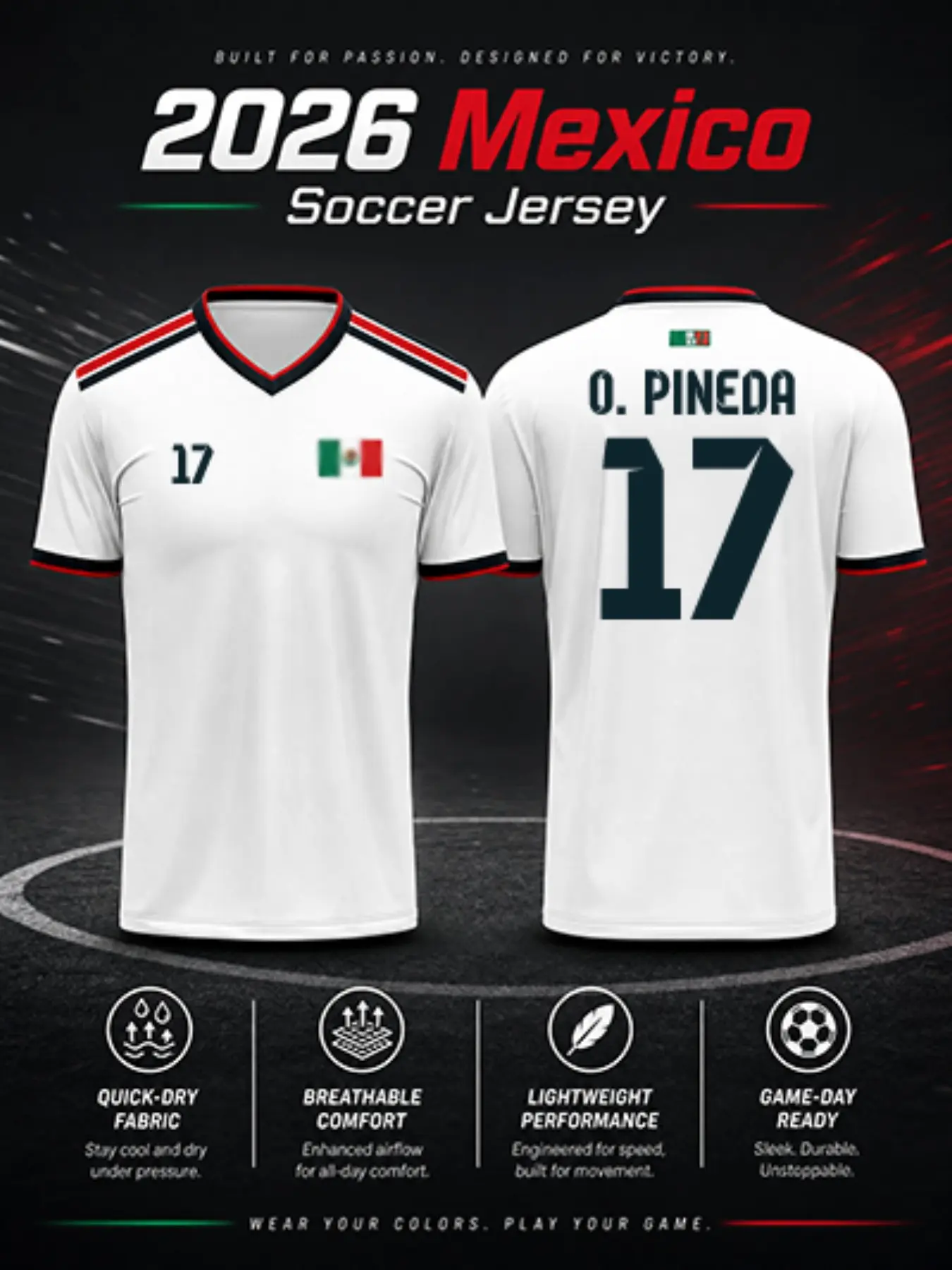 2026 Mexico Away Soccer Jersey, Sport Jersey, with Straps, Short Sleeve, Quick-Dry Breathable, Lightweight, Durable Mesh, All Seasons