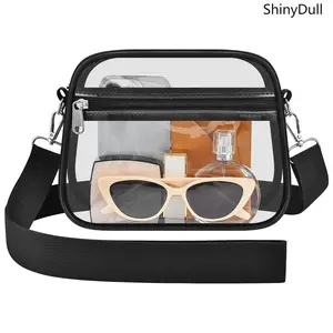Clear Bag for Stadium Events Messenger CrossBody Bag Suitable for Concerts Sports Events Travel & Work Lightweight Durable PVC Material Adjustable Shoulder Bag