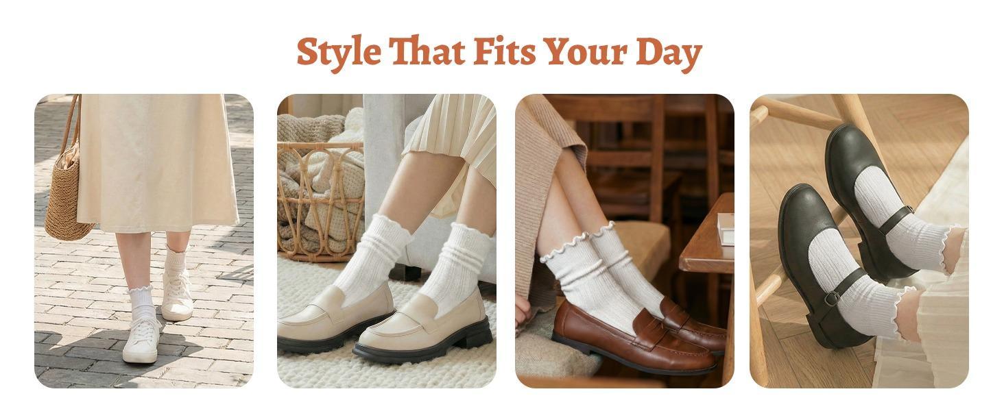 Ruffle  Womens 6 Pairs Cute Ankle Lettuce Edge Frilly Crew  for Bridal & Womenswear Comfortable & Stylish Colorblock Thermal Lined Women's Socks Over-the-Knee Compression Backless Bodysuit with Cup Kawaii Embroidered Floral Knee-High heatless curl