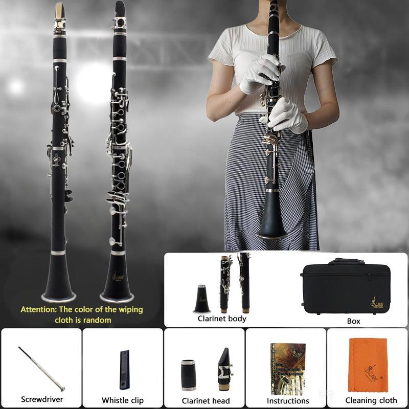 Bb Clarinet, 17 Key Clarinet with Accessories, Woodwind Instrument for Beginners, Musical Instrument for Students, Gift for Music Lovers