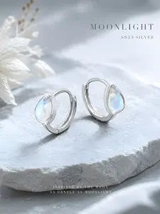 Elegant S925 Silver Moonstone Dangle Earrings, Hypoallergenic Casual Jewelry, Perfect for Daily Wear, Birthday & Valentine's Gift